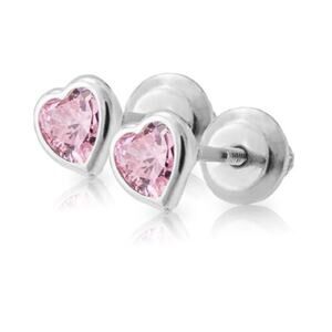 Pink CZ Diamond Stud Earrings